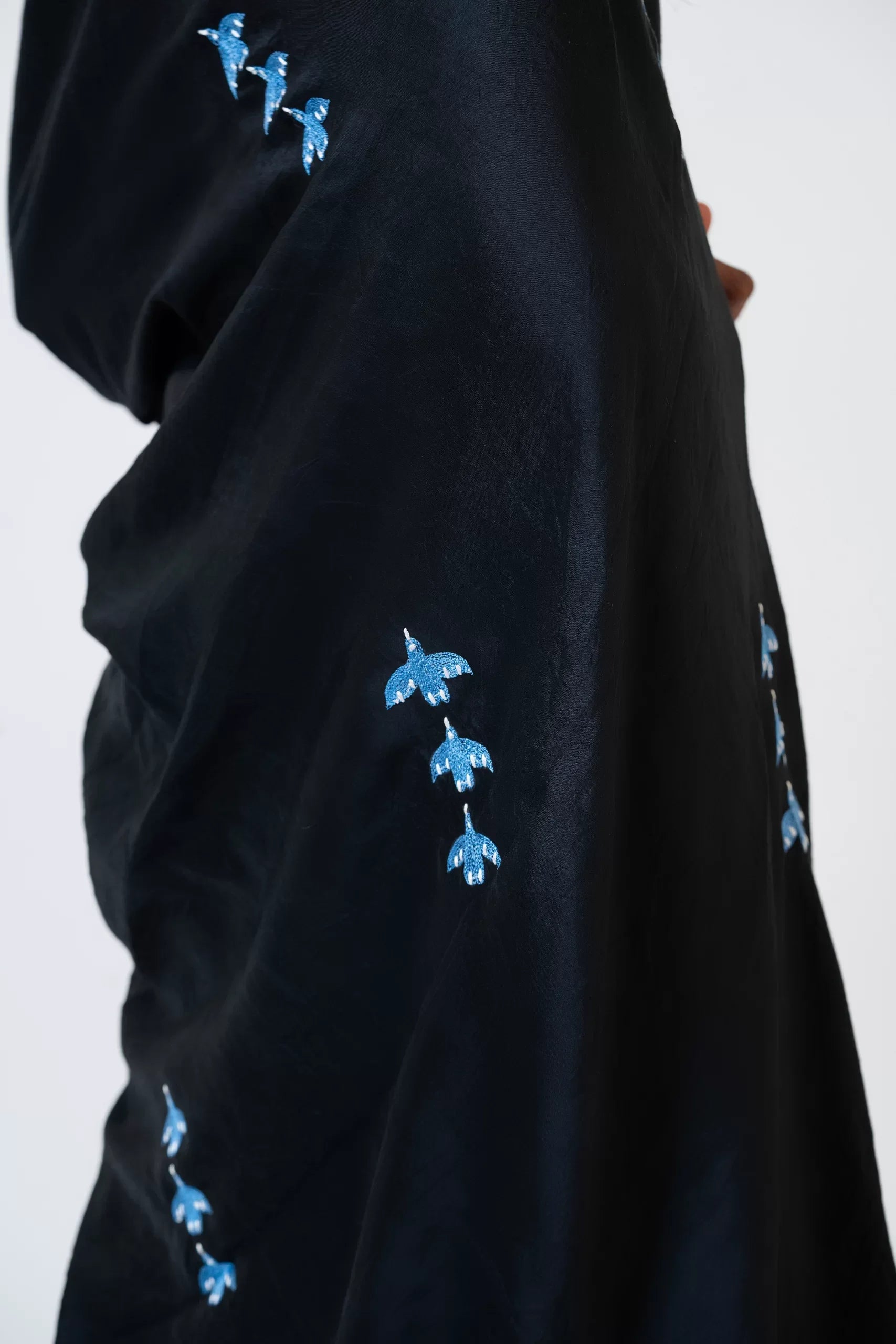 Birdsong Serenade – Chanderi Silk Saree with Bird Embroidery - Kozylook